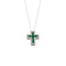 Collana Croce Oro bianco 18k Diamanti 0,07 Smeraldi 0,18 | Gioiellitosti.it
